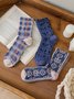 3 Pairs Of Forest Style Palace Style Embroidered Women's Socks