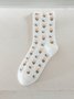 3 Pairs Set Vintage Embroidered Flower Socks