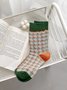 3 Pairs Of Literary Retro Striped Floral Socks