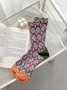 3 Pairs Of Literary Retro Striped Floral Socks