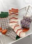 3 Pairs Of Literary Retro Striped Floral Socks