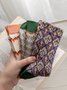 3 Pairs Of Literary Retro Striped Floral Socks