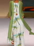 Crew Neck Cotton Blends Casual Maxi