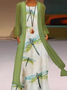 Crew Neck Cotton Blends Casual Maxi