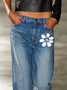 Denim Loosen Floral Denim&jeans