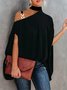 Casual Plain Batwing Top