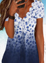 Polka Dots V Neck Casual T-shirt