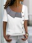 Casual Solid Asymmetrical Neck Jersey Top
