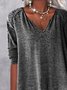 Casual V Neck Solid T-shirt