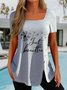 Jersey Square Neck Loose Casual T-shirt