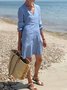 Loose V Neck Plain Cotton Shorts