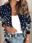 Loose Floral Stand Collar Cardigans