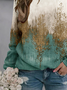 Crew Neck Ombre Loose Hoodies & Sweatshirt