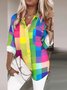 Shirt Collar Regular Fit Geometric Blouses