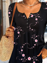 Jersey V Neck Casual Floral T-shirt