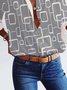 Geometric Loose Shirt Collar Blouses