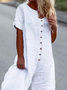 Cotton Crew Neck Casual Jumpsuits&rompers