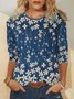 Floral Crew Neck Casual T-Shirts