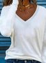 V Neck Loose Casual Plain T-shirt