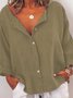 Solid Cotton Blends Blouses