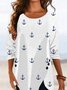 Casual Jersey Crew Neck Loose Top