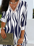 Women Geometric Casual Autumn Polyester V neck Daily H-Line Regular Others Dress