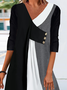 Women Casual Plain Autumn Natural Jersey Long sleeve H-Line Regular Regular Size Dress