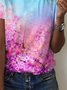 Women Casual Floral Summer Micro-Elasticity Daily Loose Short sleeve Crew Neck Regular T-shirt