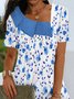 Women Casual Floral Summer Natural Lightweight Micro-Elasticity Loose Short sleeve H-Line Dress