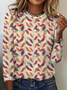 Casual Summer Leaf Micro-Elasticity Daily Crew Neck Regular Regular Regular Size T-shirt for Women