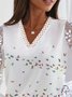 Women Casual Autumn Butterfly V neck Lightweight Daily Lace Long sleeve H-Line Top
