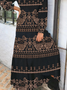 Vintage Ethnic Autumn Polyester Natural Micro-Elasticity Best Sell Crew Neck Regular Dress for Women