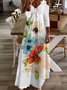 Women Casual Floral Autumn Natural Lightweight Micro-Elasticity Loose Jersey Long Dresses