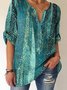 Casual Ethnic Autumn Polyester V neck Daily Loose Best Sell Regular Size Top for Women