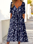 Casual Floral Autumn Micro-Elasticity Midi Best Sell Half sleeve Regular Regular Size Dress for Women