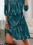 Polka Dots Casual Autumn Natural Micro-Elasticity Jersey Three Quarter H-Line Regular Size Dress for Women