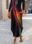 Casual Abstract Autumn Micro-Elasticity Loose Jersey Best Sell Long sleeve Crew Neck Dresses for Women