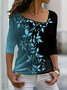 Casual Leaf Autumn Lightweight Micro-Elasticity Daily Jersey Long sleeve H-Line T-shirt for Women