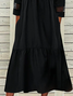 Casual Plain Autumn Polyester V neck Natural Micro-Elasticity Midi Hot List Dress for Women