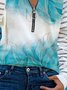 Casual Abstract Autumn Zipper Lightweight Loose Hot List Long sleeve H-Line Top for Women