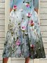 Women Casual Floral Autumn Polyester Micro-Elasticity Hot List Three Quarter A-Line Regular Size Dress