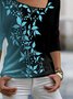 Casual Leaf Autumn Lightweight Micro-Elasticity Daily Jersey Long sleeve H-Line T-shirt for Women