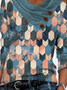 Geometric Casual Autumn Micro-Elasticity Daily Best Sell Long sleeve H-Line Regular Top for Women