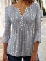 Geometric Casual Autumn V neck Daily 1 * Top Hot List A-Line Regular Size Top for Women