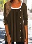 Casual Plain Autumn Micro-Elasticity Daily Jersey Long sleeve Crew Neck Regular Size Top for Women