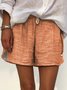 Loosen Striped Cotton Blends Shorts