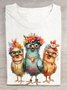 Funny Chicken Printed Casual Loose T-Shirt