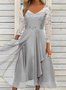 Casual Regular Fit V Neck Dress With No