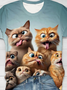 Funny Cat Printed Casual T-shirt