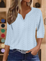 V Neck Casual Plain Blouse With No